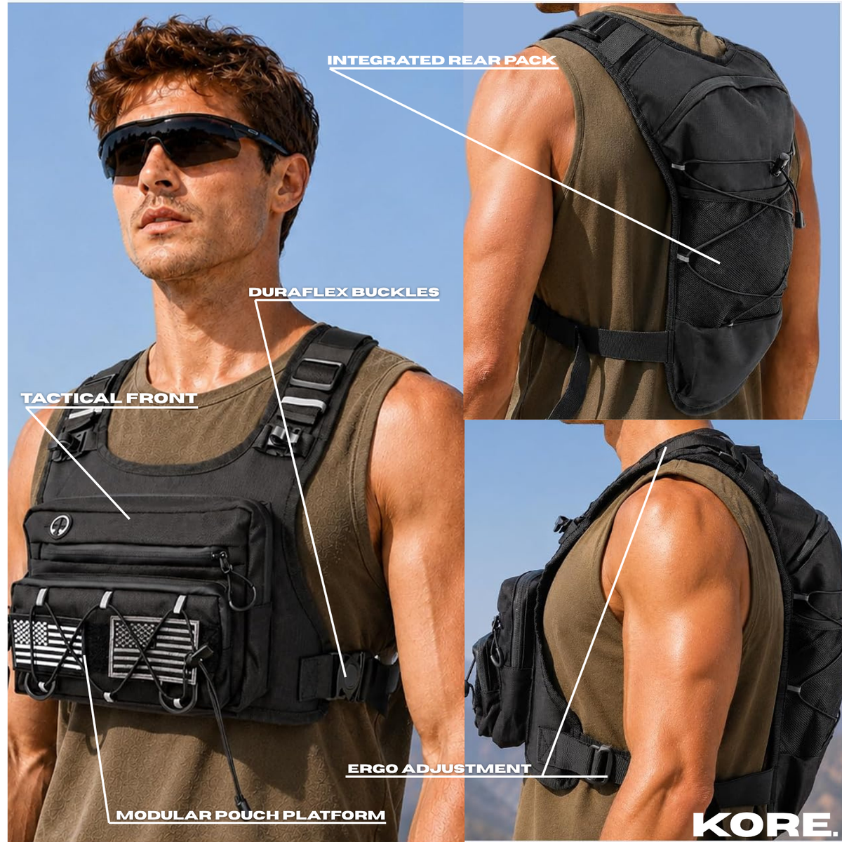 Tactical Bag Front Chest Rig Vest Backpack